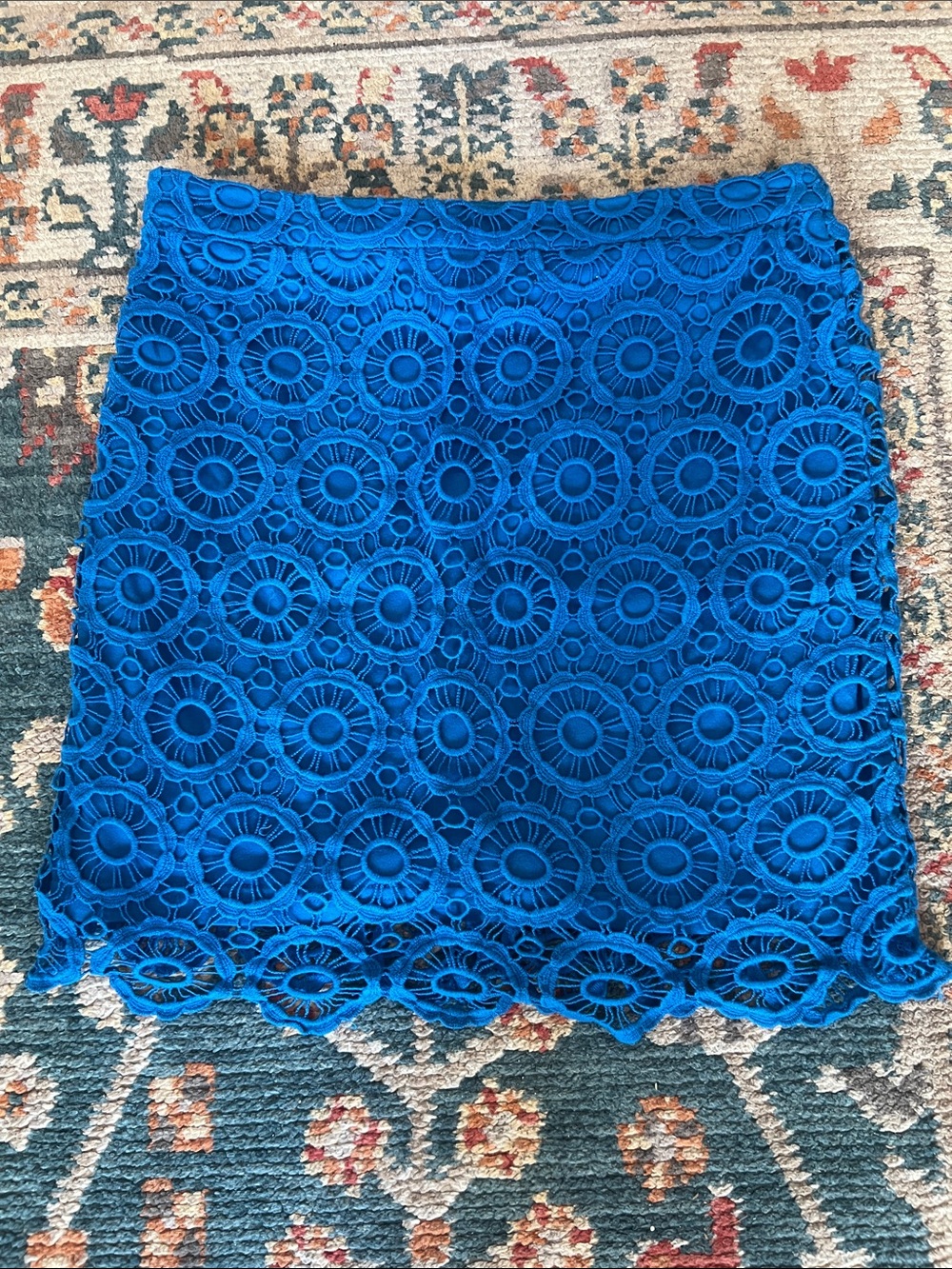 Blue Crochet Lace Mini Skirt